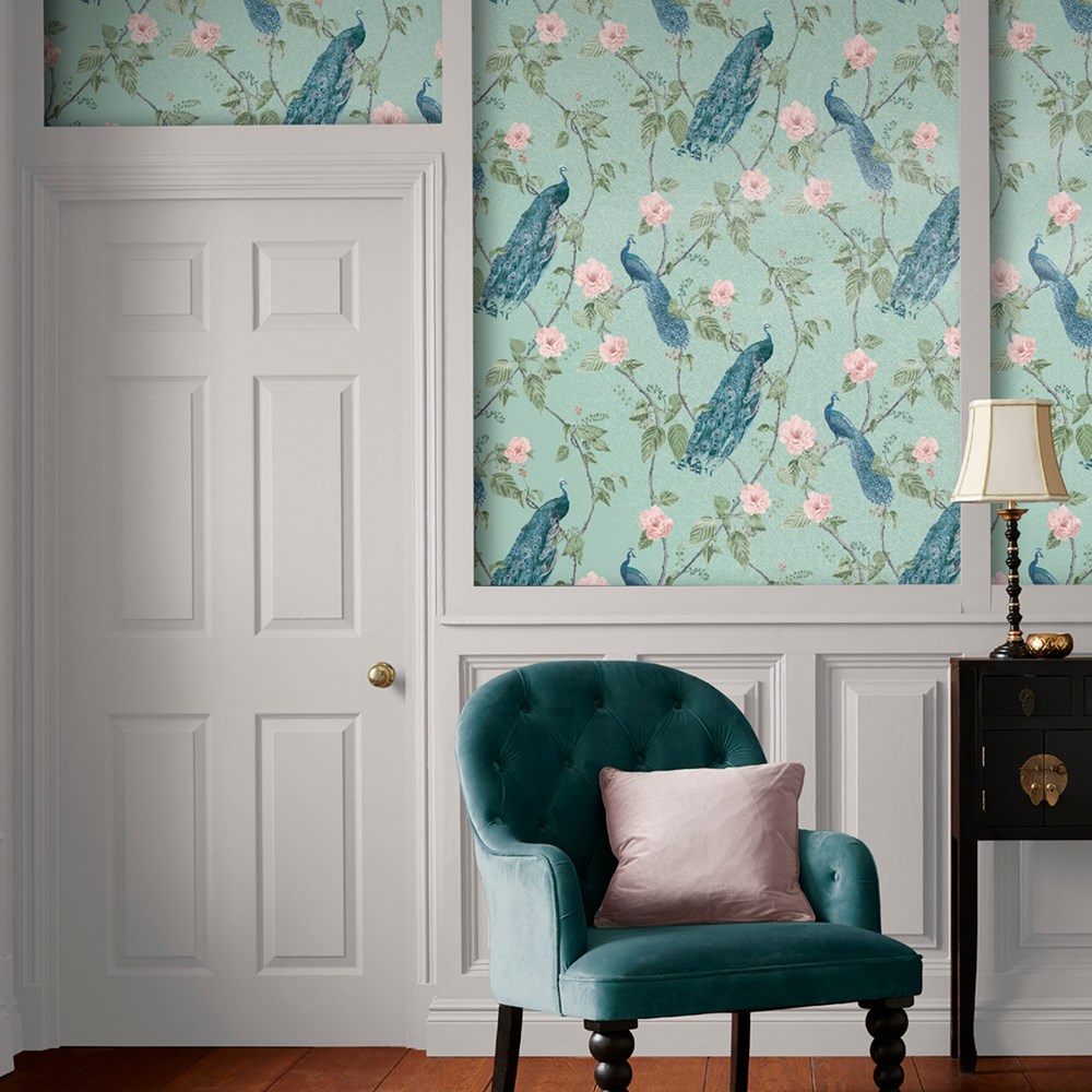 Resplendence Floral Wallpaper 107872 by Graham & Brown in Aqua Blue